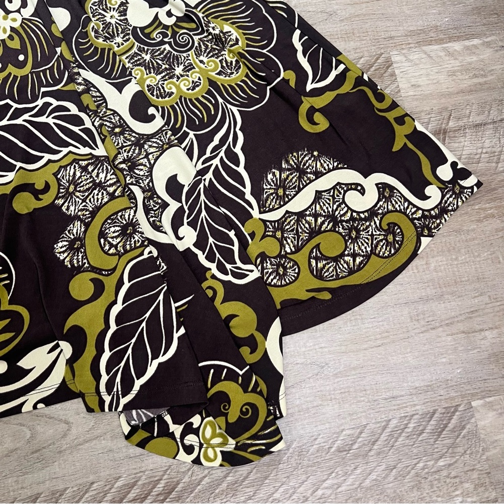 Biacci Brown Floral A-Line Mini Skirt Y2K Boho Retro Print Skater‎ Skirt Size M - Picture 3 of 8